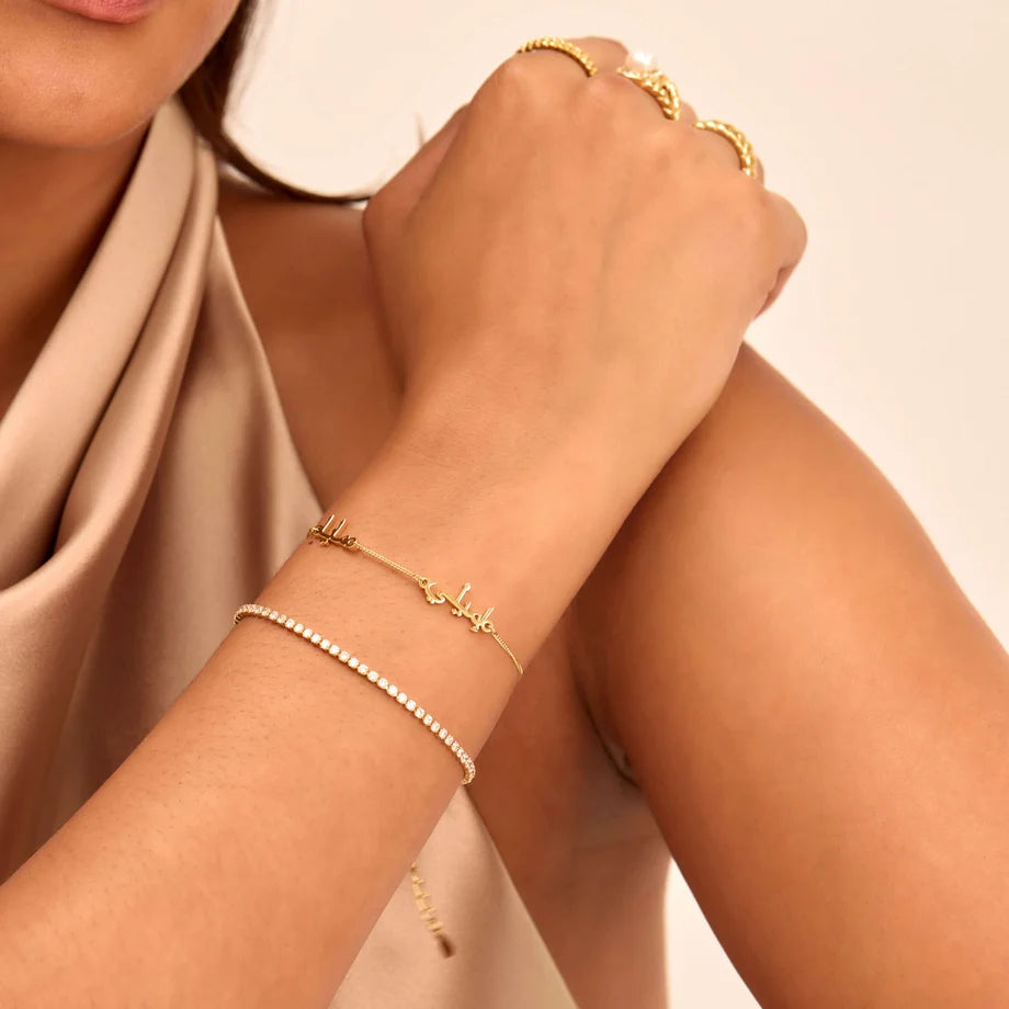 Bracelet double prénom arabe personnalisé ORAYA en finition Or