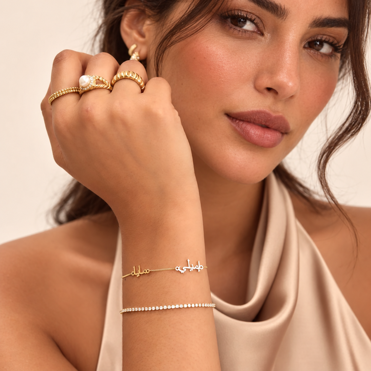 Bracelet double prénom arabe ORAYA en deux finitions